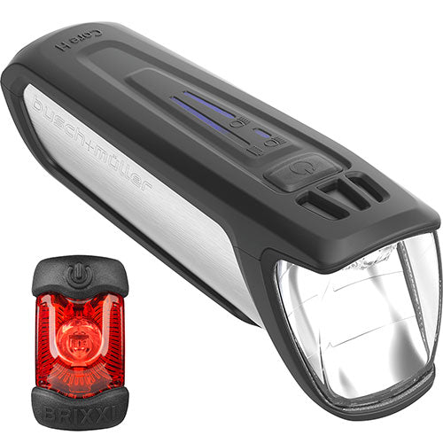 Busch + Müller IXON CORE 2 100Lux Highbeam + BRIXXI Akku-Beleuchtungsset mit Fernlicht
