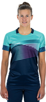 CUBE TEAMLINE WS Rundhalstrikot kurzarm blue´n´mint