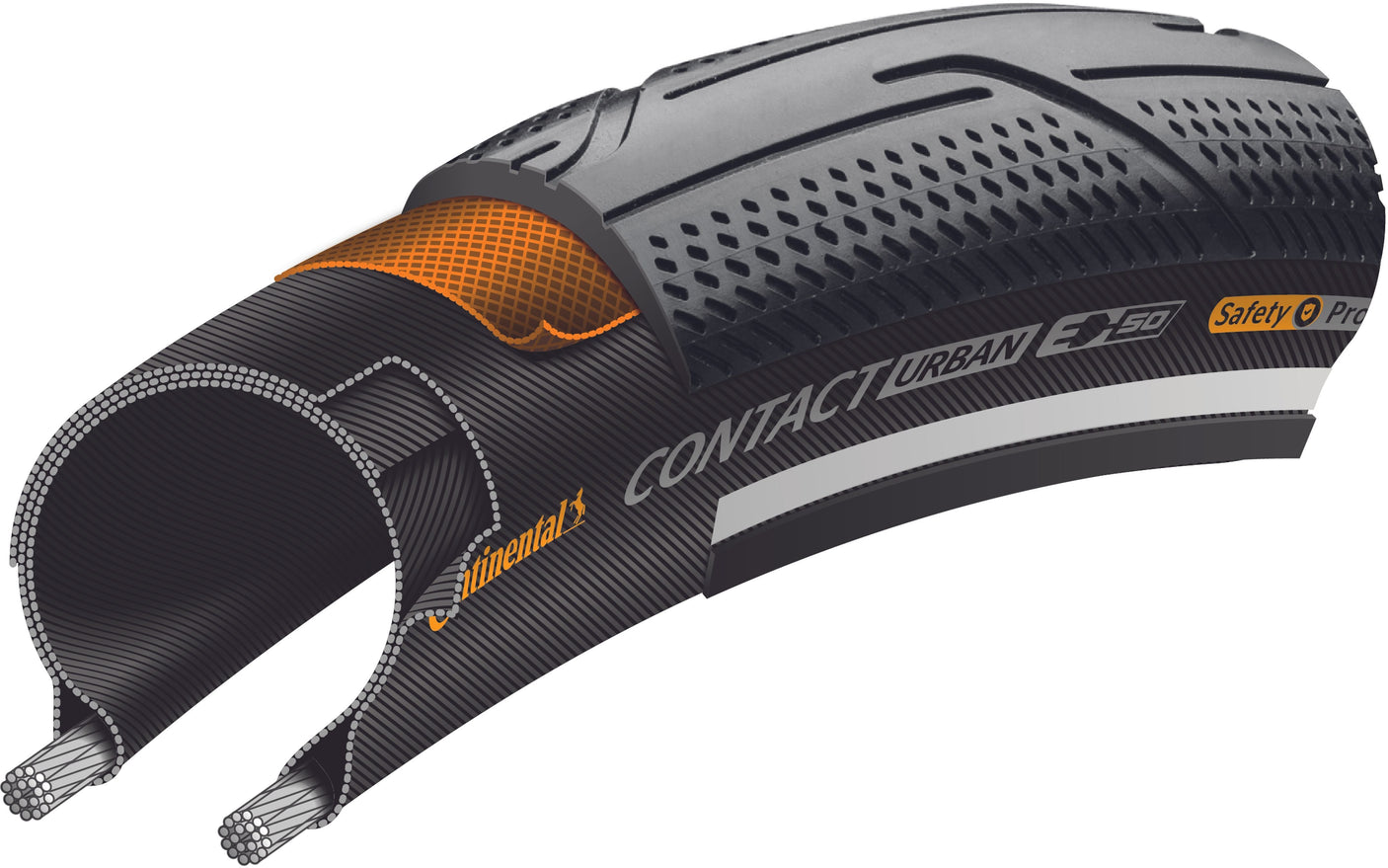 Continental Contact Urban Drahtreifen 28x2.20" Reflex E-50 SafetyPro schwarz