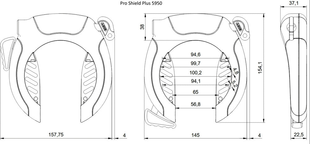 Abus PRO SHIELD™ Plus 5950 NR schwarz + Rah­men­schlosskette 6KS/85 + Tasche ST5950